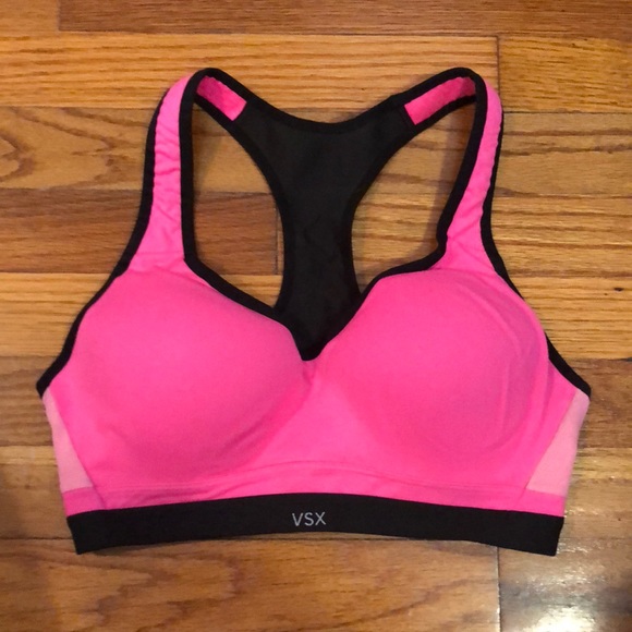 pink and black sports bra